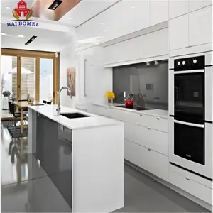Bomei 定制公寓单件厨柜橱柜单位漆/PVC 厨房与台面