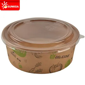 32oz 42oz PLA coating kraft salad paper bowl with lid