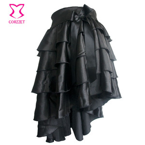 Corzzet Wholesale <strong>Black</strong> Satin Steampunk <strong>Skirt</strong> <strong>Plus</strong> <strong>Size</strong> Punk Victorian Gothic Dress - Product Image 1