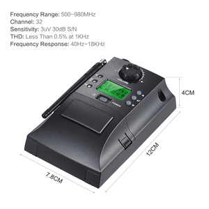 Rayco Microphone sans fil professionnel UHF 32 canaux dynamique avec récepteur pour <span class=keywords><strong>violon</strong></span> électrique, alimentation par batterie, matériau métallique - Product Image 4