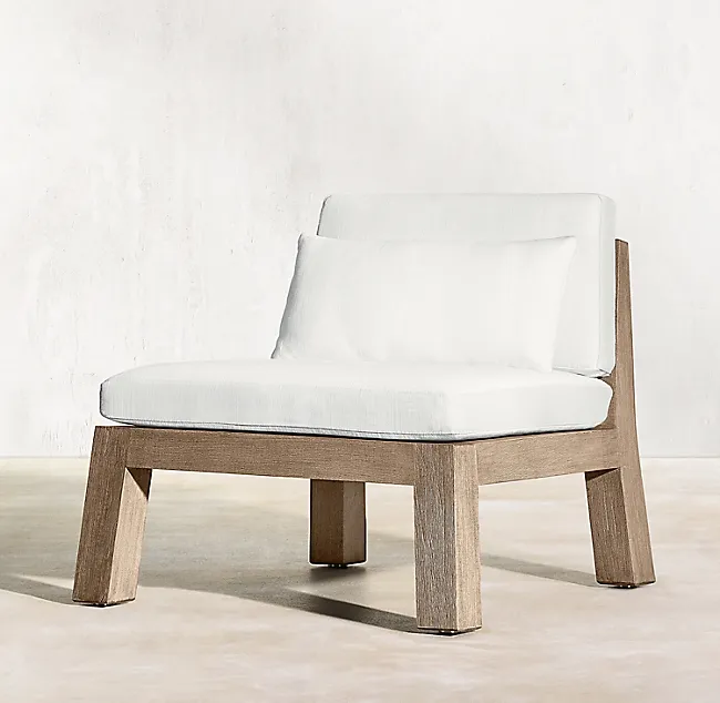 Yeni varış zarif tasarım tüm hava dış mekan mobilyası lüks tik katı ahşap düşük yan sandalye