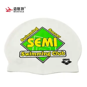 50克55克硅胶铁人三项游泳帽，带有印花定制游泳俱乐部和学校徽标，用于游泳帽