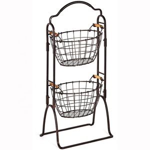 Panier <span class=keywords><strong>à</strong></span> <span class=keywords><strong>fruits</strong></span> et légumes en fil métallique <span class=keywords><strong>à</strong></span> 3 niveaux, support de rangement de cuisine réglable sur pied - Product Image 2