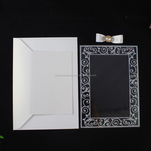 Invitation <span class=keywords><strong>de</strong></span> <span class=keywords><strong>mariage</strong></span> élégante <span class=keywords><strong>de</strong></span> style européen avec nœud en perles, en acrylique, avec enveloppe et cartes d'invitation en PVC transparent - Product Image 4