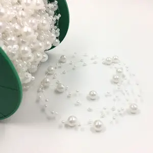 Chaîne de perles de 60 mètres par rouleau, garniture de perles, appliques de perles, chaîne de perles pour guirlande de mariage, décoration de fête - Product Image 1