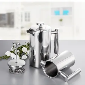 350ミリリットル800ミリリットル1000ミリリットルCustom Vacuum Coffee Plunger Metal Coffee Maker Double Wall Stainless Steel French Press Wholesale