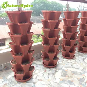Hydroponic stackable plastic garden pots planter