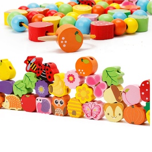 Perline Stringa Albero di natale Giocattolo di Frutta Farfalla Coccinella Stringa di Perline Per Bambini In Legno Threading Giocattolo - Product Image 5