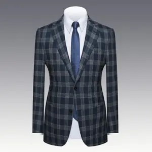 Blazer de lã para homens, terno de tecido masculino elegante, varejo, top, calça de casaco masculina italiana 100%