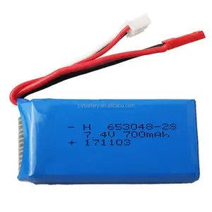 Lipo-batterie lithium-ion polymère rechargeable 25C 2S 653048 V, 7.4 mAh, pour télécommande de bateau, RC, 700