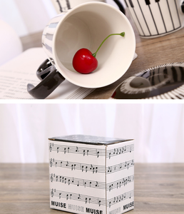 Taza de leche de porcelana <span class=keywords><strong>3D</strong></span> de dibujos animados mágicos, taza de café de cerámica con música de piano y teclado con tapa - Product Image 4