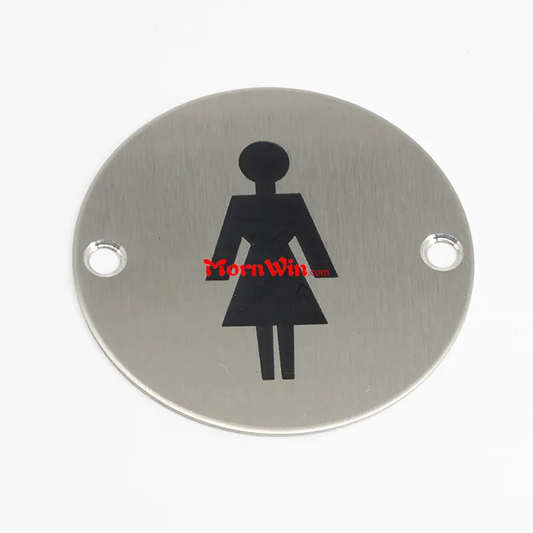 Plaques de signalisation en acier inoxydable, logo moderne, pour porte de toilettes ou de magasin, personnalisé, en métal et acier inoxydable