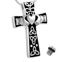 Gioielli cremazione croce celtica Claddagh Urn collana per uomo e donna papà mamma gioielli in acciaio inossidabile