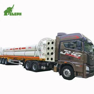 3 axles transporting 6 tube compressed air tube bundle CNG gas cylinder container tanker semi trailer for sale