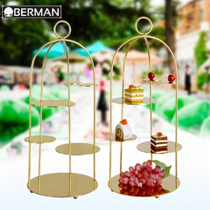 Dubai Banquet Equipment 3 Tier <strong>Decorative</strong> Metal <strong>Birdcage</strong> with Cupcake Stands for Buffet Wedding - Product Image 2