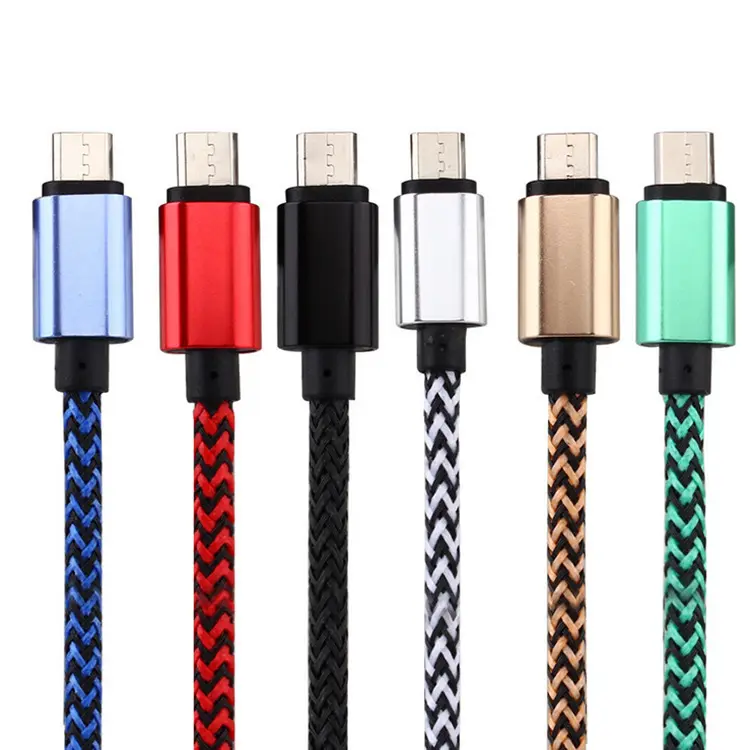 Braided Pass 2A fast charger black micro usb cable for Samsung S4/S6/S7 edge wire cable