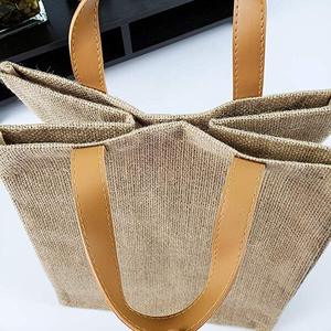 Borsa da Shopping in juta riutilizzabile riciclabile eco-friendly, borsa da spiaggia con logo personalizzato - Product Image 3