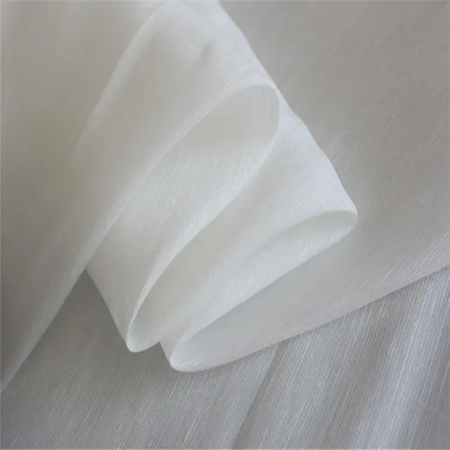 Putih Alami Sutra Campuran Flax Sutra Campuran Linen Kain untuk Saree Sari