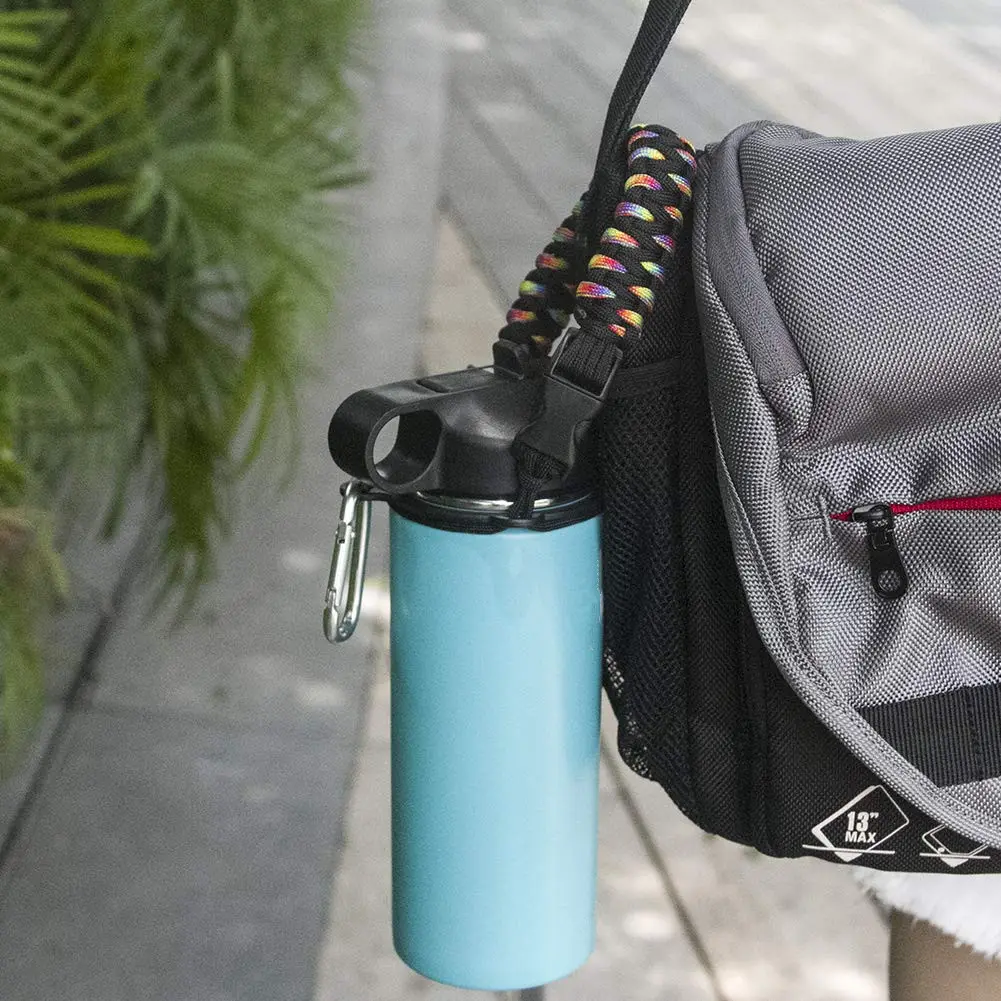 Hot Sale Double Weave Style 550 Paracord Seil Wasser flasche Griff mit Karabiner Survival Kit für Camping Wander urlaub