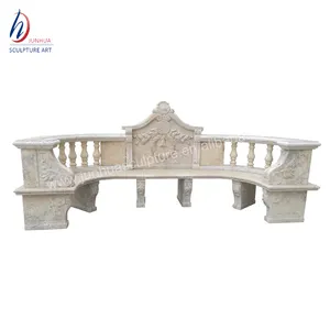 Stone Garden Travertine Curved Stone Bench