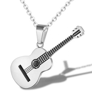 <span class=keywords><strong>Collana</strong></span> in acciaio al titanio maschio e femmina con ciondolo per chitarra di personalità creativa - Product Image 5