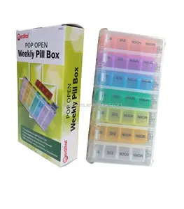 彩色塑料药品储存药盒7天片剂分拣机容器盒收纳盒保健