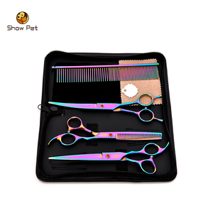 Electroplate 7 pulgadas pet grooming tijeras de pelo de perro tijeras de corte de <span class=keywords><strong>cuatro</strong></span> traje de pieza - Product Image 6