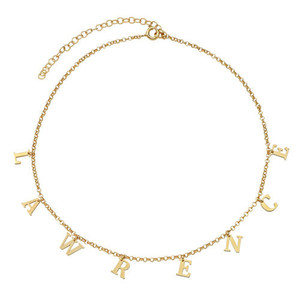 Tarnish Free Personalized Custom Name Statement Stainless Steel Link Chain <strong>Necklace</strong> Gold Plated <strong>Initial</strong> Letter <strong>Charm</strong> <strong>Necklace</strong> - Product Image 1