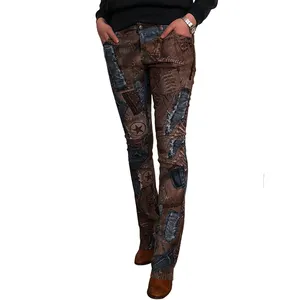 printed motorcycle lamb leather pants women leather cargo pants for women