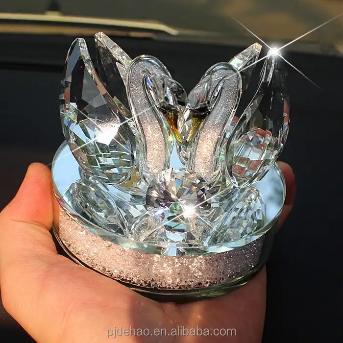 De moda nuevo personalizado transparente cisne de cristal para recuerdos de boda