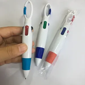 중국 공장 싼 carabiner ballpen 사무실 및 학교 공급 업체 4 색 잉크 광고 볼펜