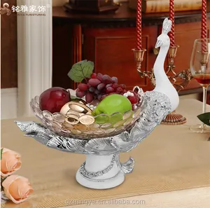 New design luxury peacock decorative resin fruit bowl