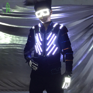 Sáng phát quang quần áo LED chiếu sáng Armor Áo ghi lê phù hợp với sáng Armor với LED kính găng tay cho Câu lạc bộ đêm bên hiển thị - Product Image 4