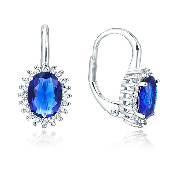 Poliva wholesale popular 925 topaz earring jewelry sterling silver zirconia navy blue earrings