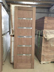 Portes intérieures en bois massif de chêne <span class=keywords><strong>rouge</strong></span> pré-montées, contemporaines, 5 vantaux, finition teinte en bois d'acajou pré-montées - Product Image 4
