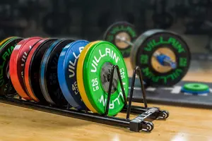 Placas de peso de competição de barbell de borracha verde, equipamento de fitness em casa