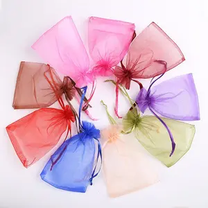 17X23 cm Custom Promotional Gift Mesh Drawstring Pouch Bags Clear Package Organza Bags Wholesale