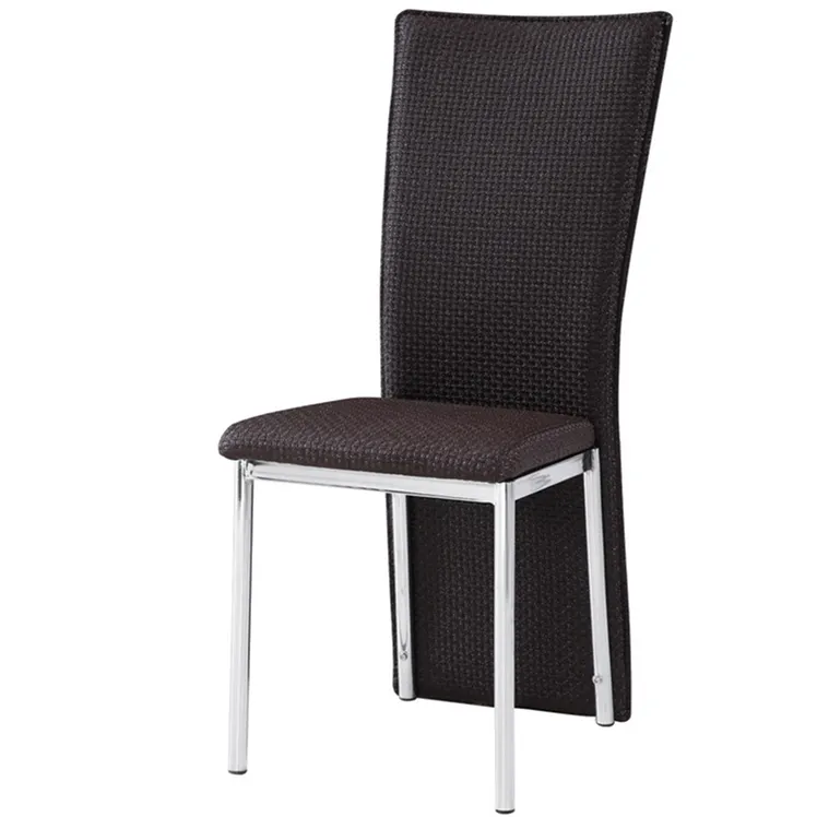 Brown PVC Dining Chair with Chromed Metal Legs