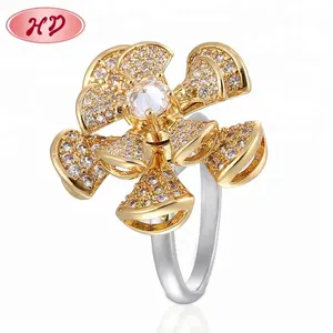 Wholesales Gemstone Jewelry Beautiful Brass Lucky Flower Finger Ring