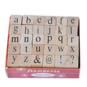 DIY Wholesale small alphabets wooden rubber stamp
