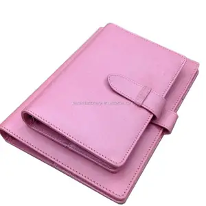 Loose leaf organizer notebook with magnetic button,