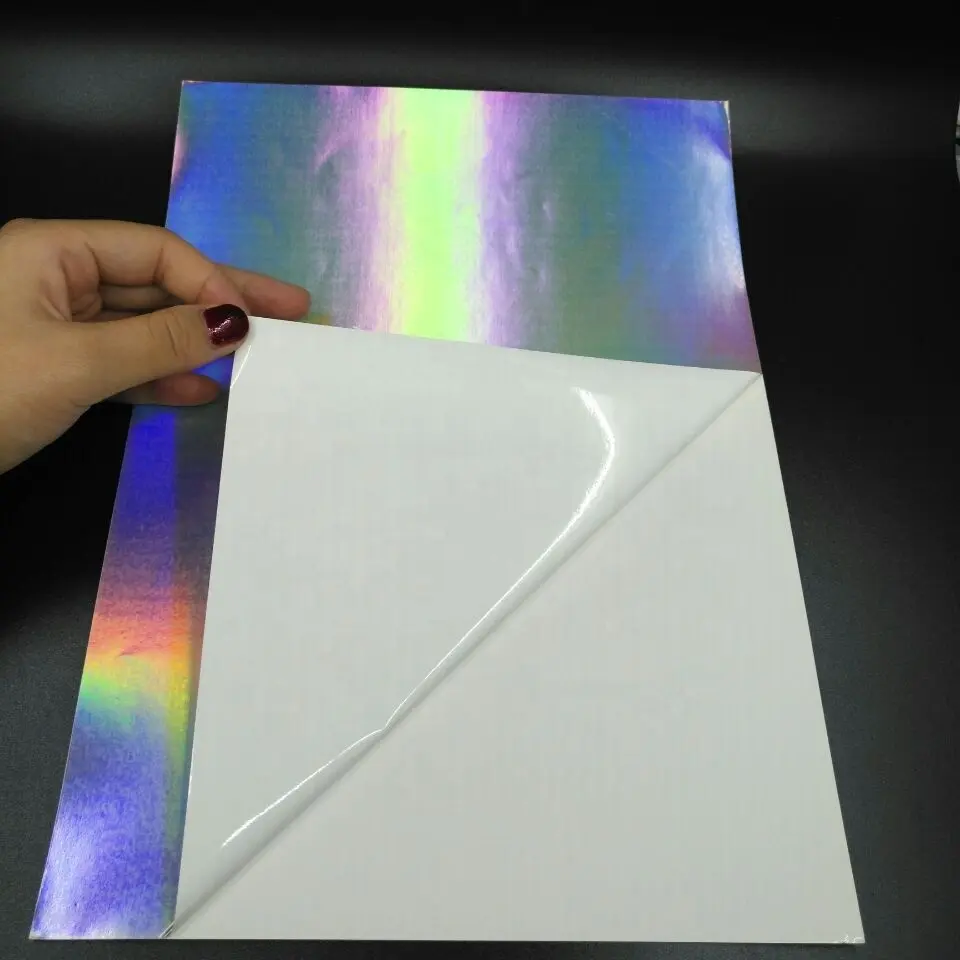 Adesivo vinil, branco quebrável holograma eggshell, papel adesivo a4