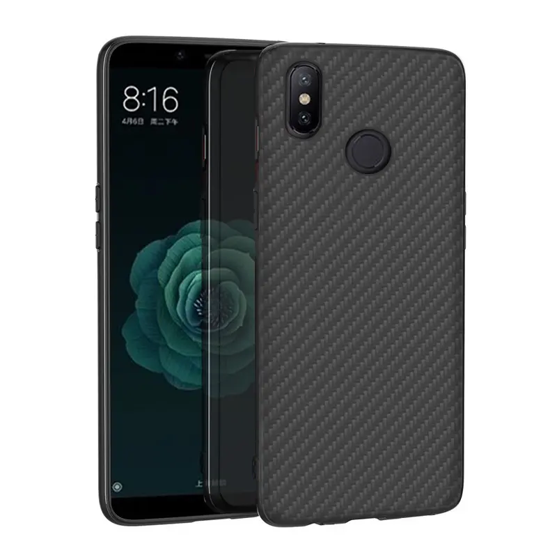 Protective Shell Back shockproof Cover For Xiaomi Mi A2 Carbon Fiber Case
