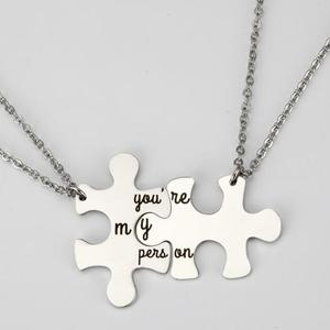 2PCS You Are <strong>My</strong> Person Puzzle Pendant Necklace Jewelry Set - Valentines Day <strong>Best</strong> <strong>Friend</strong> <strong>Gift</strong> - Product Image 1