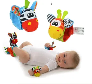 בסיטונאות תינוק צעצועים 2 שנים-Infant Baby Kids Socks rattle toys Wrist Rattle and Foot Socks 0~24 Months 2pcs a set toys
