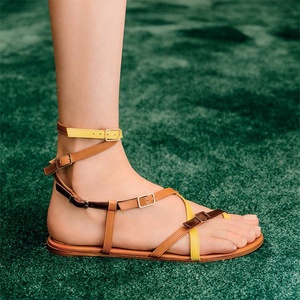 Strappy Sandalo Infradito Nero Appartamenti Delle Donne Sandali Gladiatore - Product Image 5
