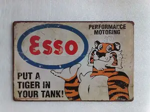 ESSO Tigre Retro Cartel de chapa Vintage Decorativo Placa de Metal Pub Bar Restaurante Casa Tienda de Decoración