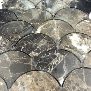 Azulejo de mosaico de mármol pulido en forma de abanico de gran escala <span class=keywords><strong>Emperador</strong></span> oscuro - Product Image 3