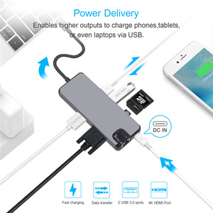 8 en 1 <span class=keywords><strong>USB</strong></span> 3,1 tipo <span class=keywords><strong>C</strong></span> a <span class=keywords><strong>USB</strong></span> 3,0 Hub <span class=keywords><strong>Hdmi</strong></span> 4K VGA Hub Gigabit Ethernet Rj45 <span class=keywords><strong>Lan</strong></span> estación de acoplamiento tipo <span class=keywords><strong>C</strong></span> adaptador con lector de tarjetas - Product Image 2