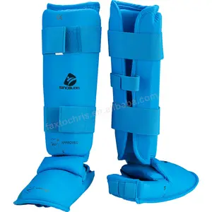 2071 wkf wesing karate equipment custom blue karate shin guard Protectors with Instep Manufacturer CN LIA